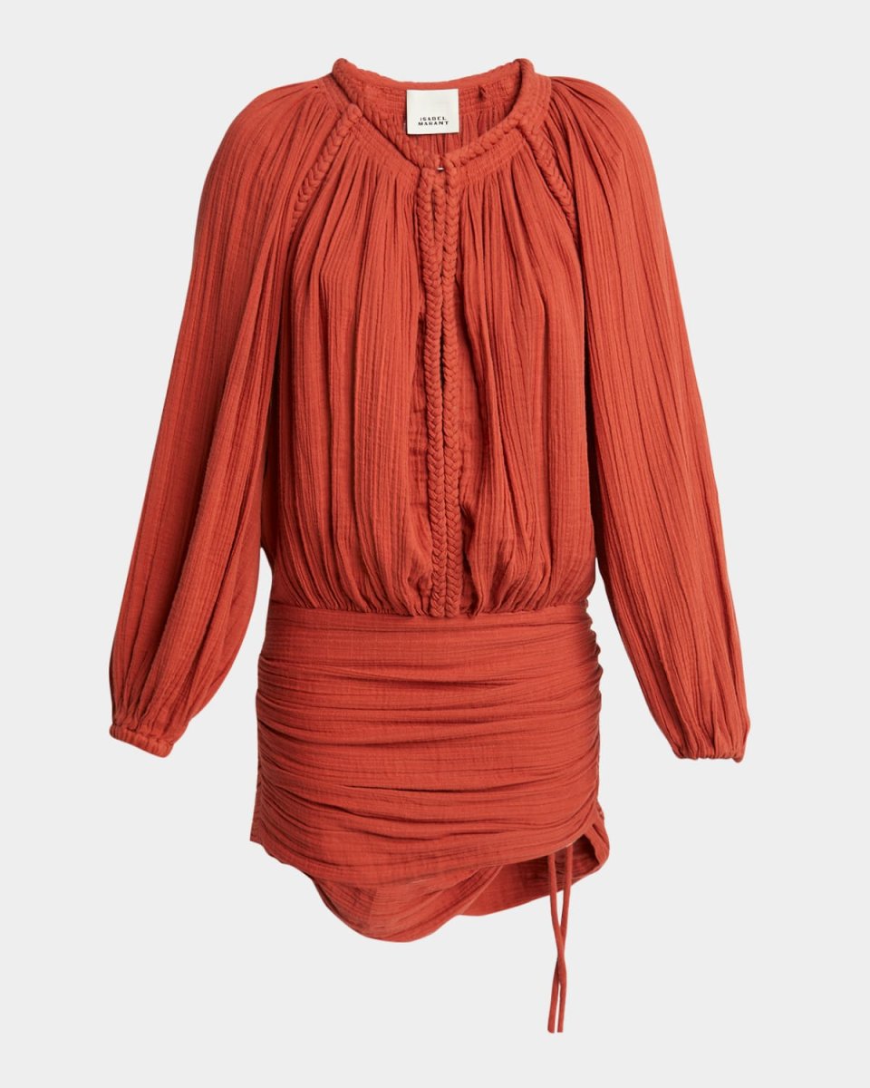 Jaoni Plunging Cotton Gauze Mini Dress